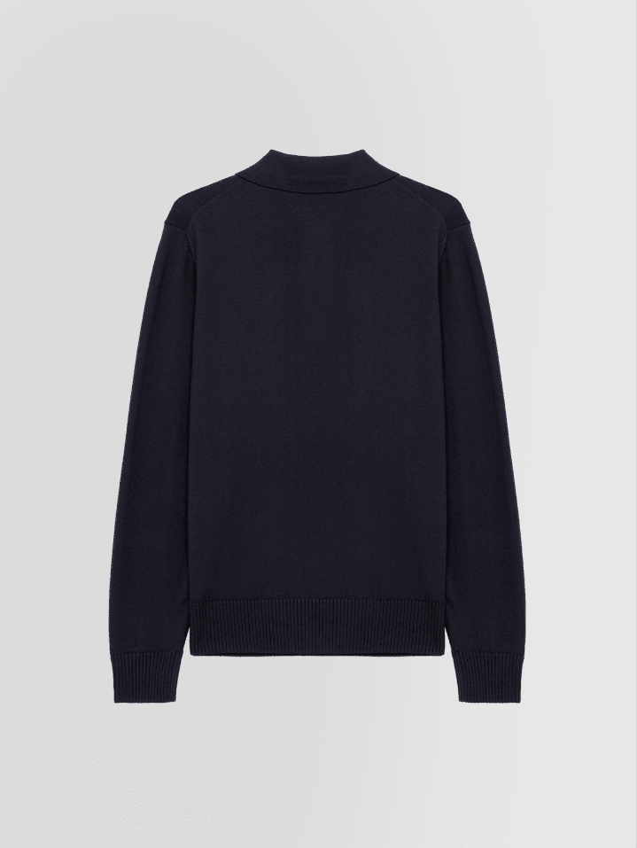 Maglia a polo in lana rasata blu notte - YES SHOPPoloALPHA STUDIOAU-7023B-IT 363995455091971