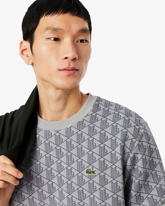 T-shirt con monogramma jacquard grigio - YES SHOPT-shirtLACOSTETH1197-00-XXS7319331290771