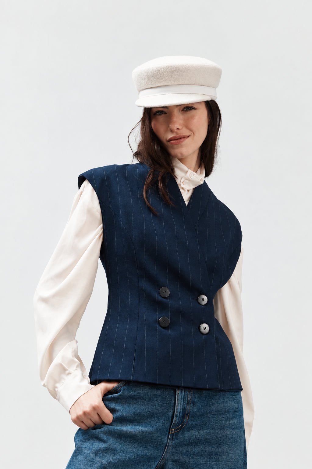 Gilet doppiopetto blu gessato slim - YES SHOPGiletMERCITOM045/27970-04867562759871