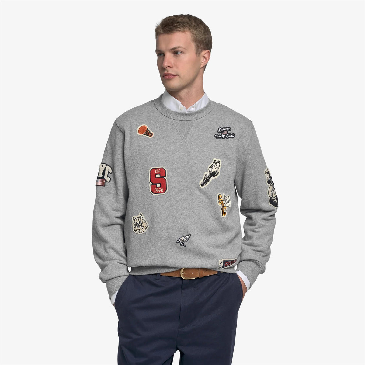 Felpa girocollo grigio melange multipatch - YES SHOPFelpeSEBAGO731389W-37690173710971