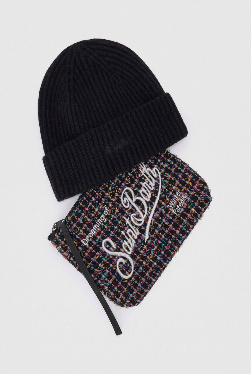 Set pochette nera in tweed e berretto nero - YES SHOPCappelliMC2 SAINT BARTHBOX0048/TWEED-Taglia unica