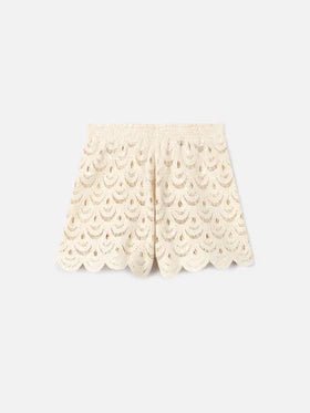 Shorts Meave panna in crochet conchiglia con paillettes - YES SHOPShortsMC2 SAINT BARTHMEA002/01719L-XXS
