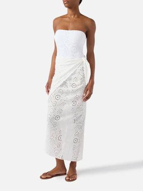 Gonna pareo lunga in pizzo sangallo bianco - YES SHOPBeachwearMC2 SAINT BARTHOAS001/08905L-Taglia unica