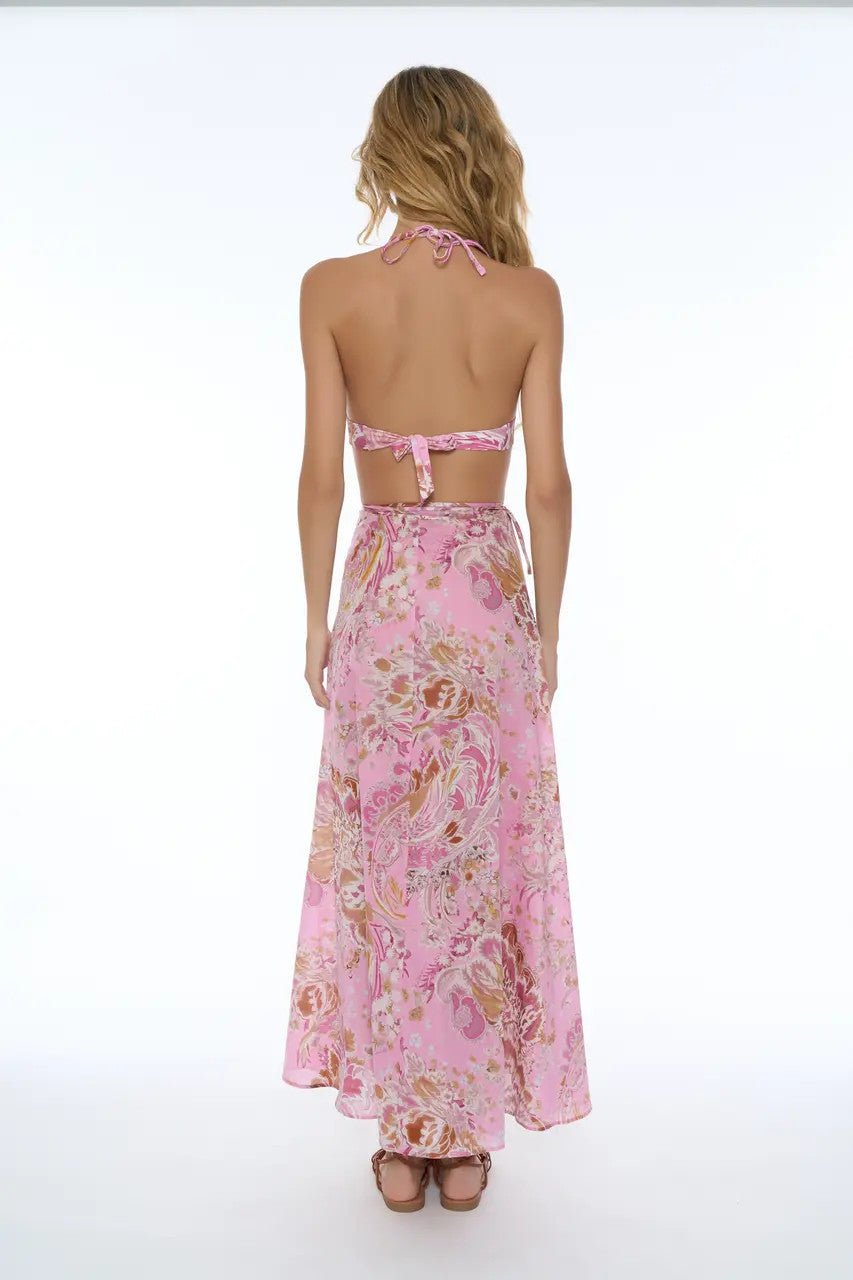 Gonna Pareo rosa con stampa floreale - YES SHOPBeachwearMISS BIKINIV6006D-Taglia unica