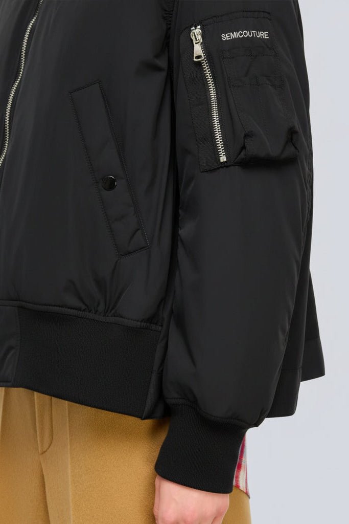 Bomber Ada oversize nero con polsini e fondo a costine - YES SHOPGiubbottiSEMICOUTUREY6WW03-IT 349182596669871