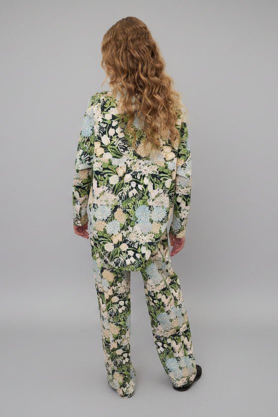 Camicia in cotone con coulisse e stampa floreale verde - YES SHOPCamicieOTTOD'AMEDC5270-IT 347465549676771