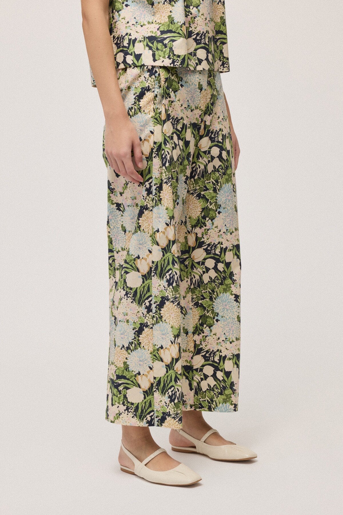 Pantalone ampio con stampa floreale verde - YES SHOPPantaloniOTTOD'AMEDP0041-IT 347265549676771