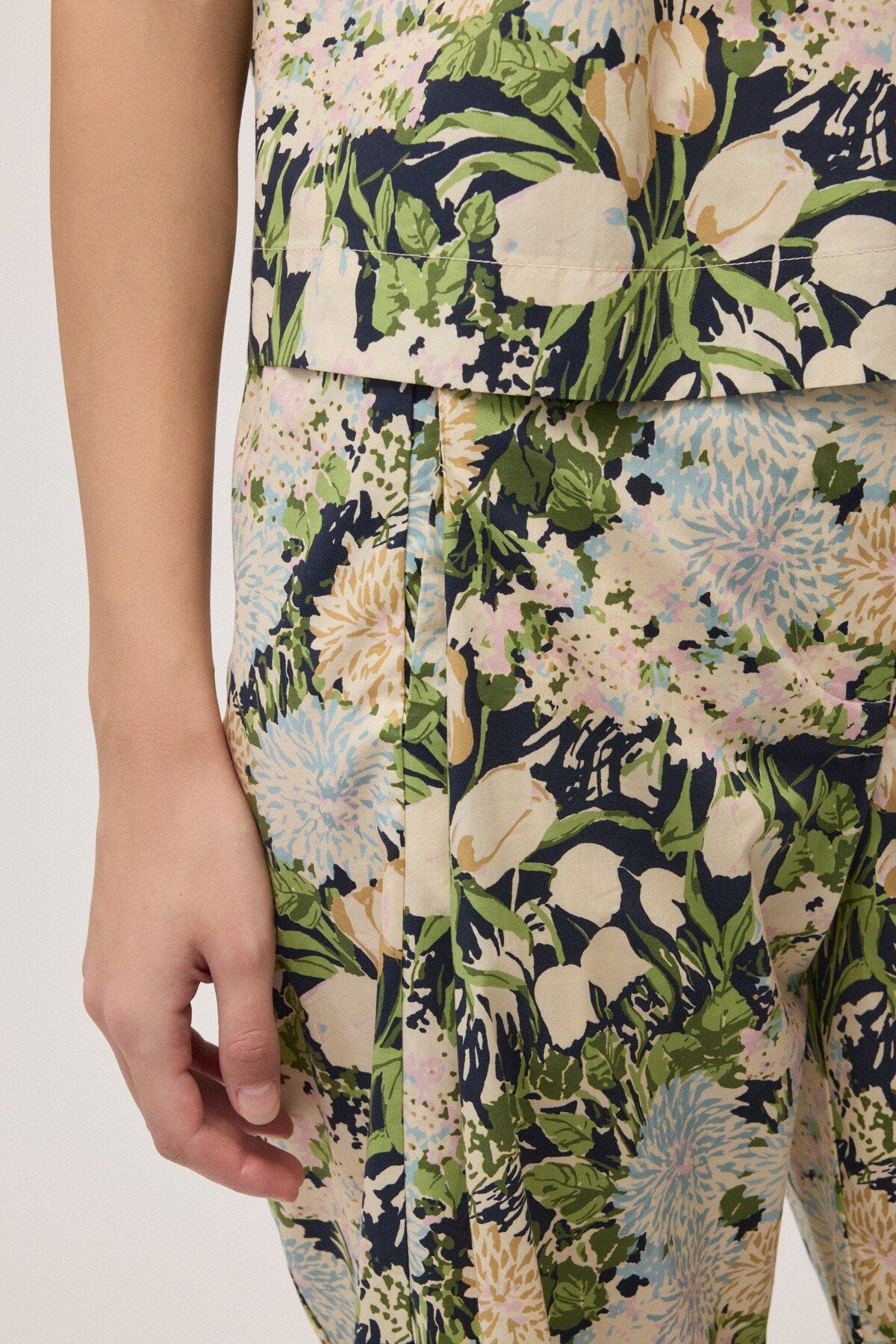 Pantalone ampio con stampa floreale verde - YES SHOPPantaloniOTTOD'AMEDP0041-IT 347265549676771