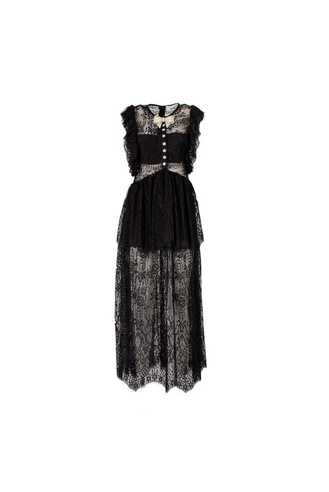 Abito lungo in pizzo nero con papillon di perle - YES SHOPAbitiODI' ODI'ARDEA-XXS3665549676771