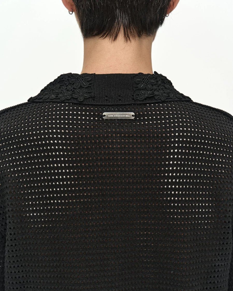 Cardigan nero a mezze maniche traforato - YES SHOPMaglioniANDERSON BELLATB1539M-XXS