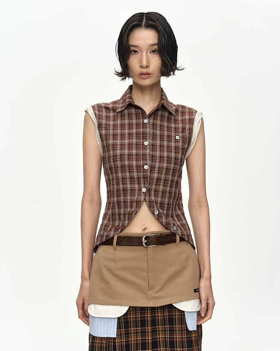 Camicia smanicata check bruciato con orlo tondo - YES SHOPCamicieADSB ANDERSSON BELLATB1569W-XXS