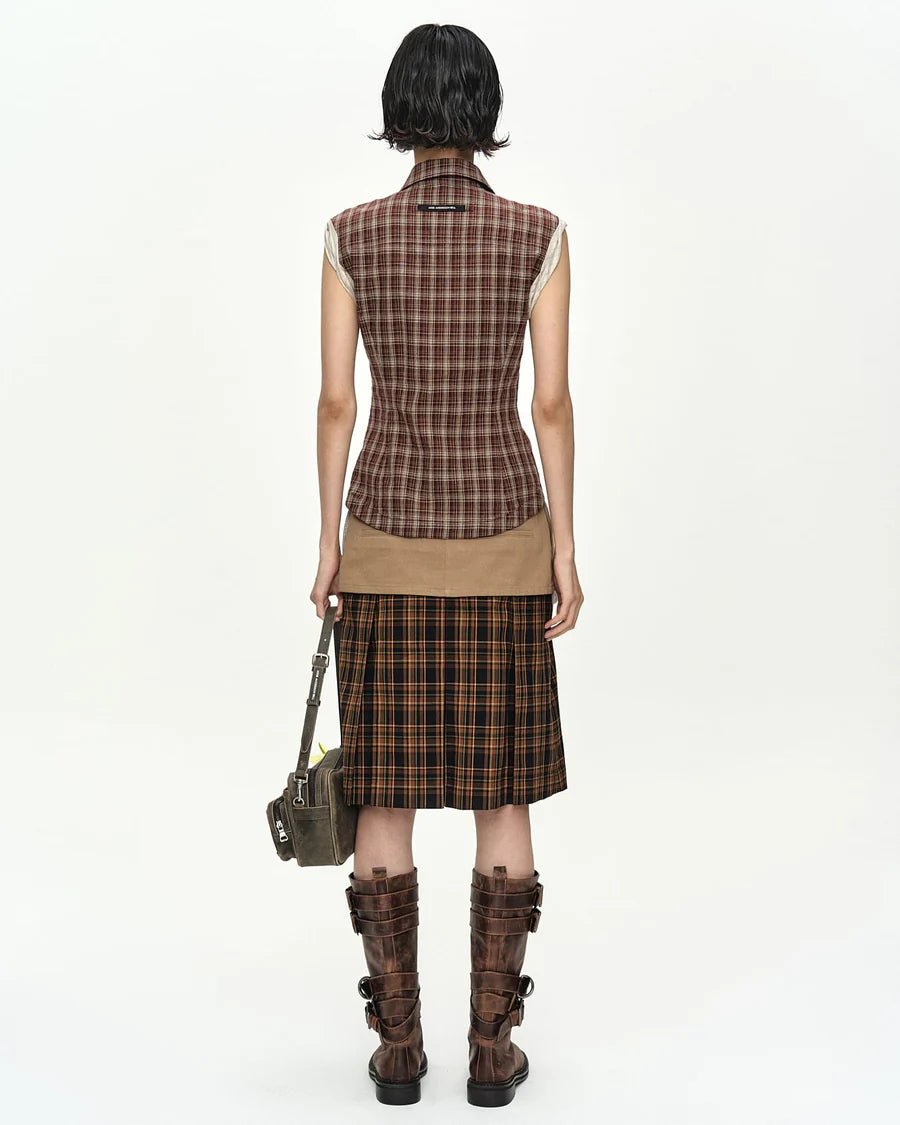 Camicia smanicata check bruciato con orlo tondo - YES SHOPCamicieADSB ANDERSSON BELLATB1569W-XXS
