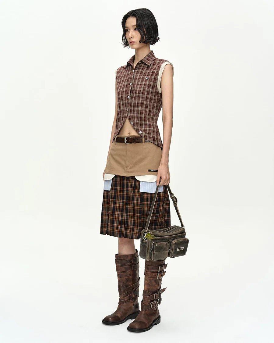 Camicia smanicata check bruciato con orlo tondo - YES SHOPCamicieADSB ANDERSSON BELLATB1569W-XXS