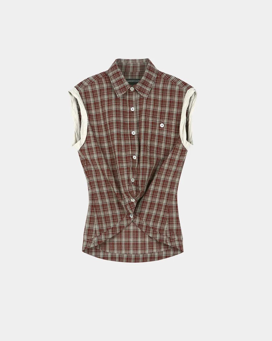 Camicia smanicata check bruciato con orlo tondo - YES SHOPCamicieADSB ANDERSSON BELLATB1569W-XXS