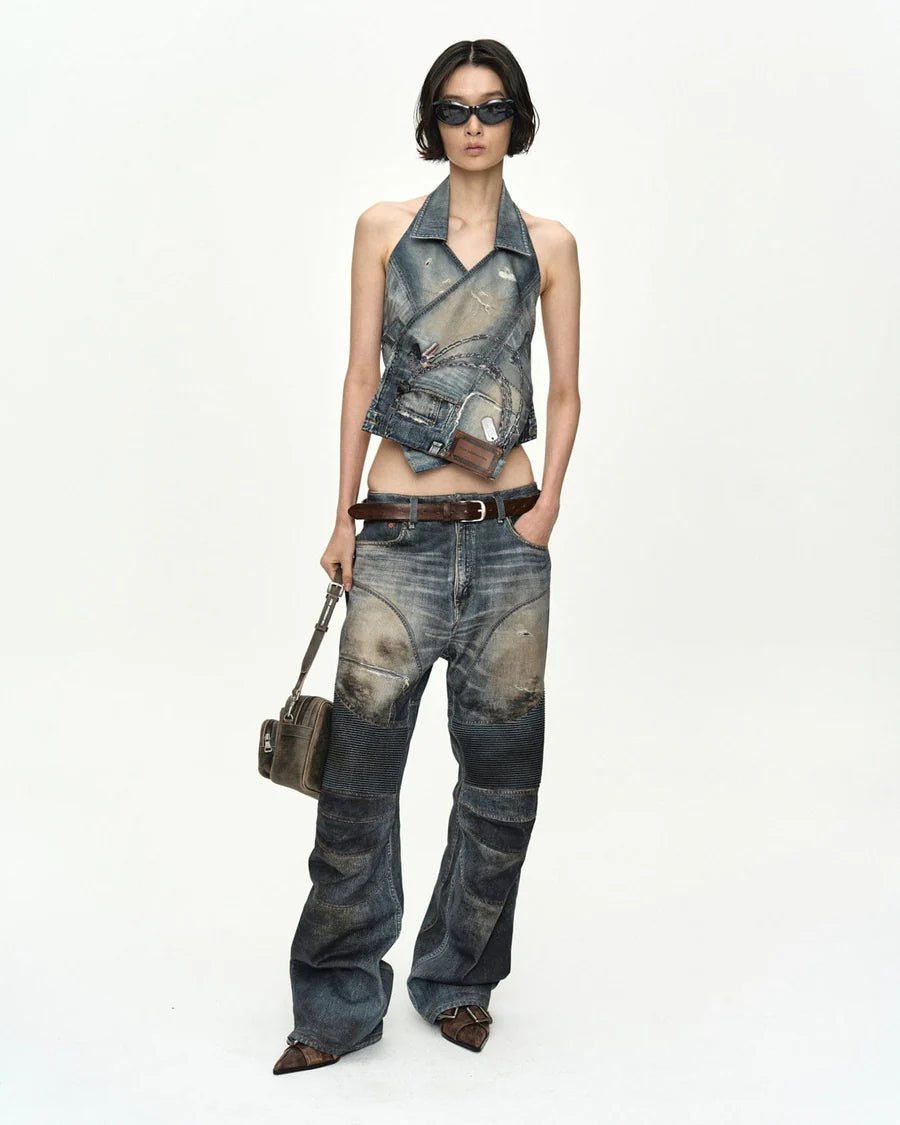 Jeans biker stampa trompe l'oeil - YES SHOPJeansADSB ANDERSSON BELLAPA919U-W24