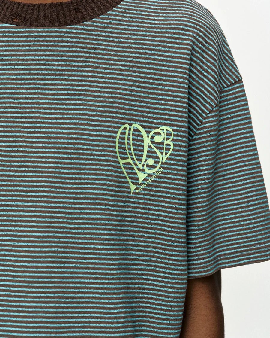 T-shirt a righe menta e logo a cuore - YES SHOPT-shirtANDERSON BELLATB1458M-XXS