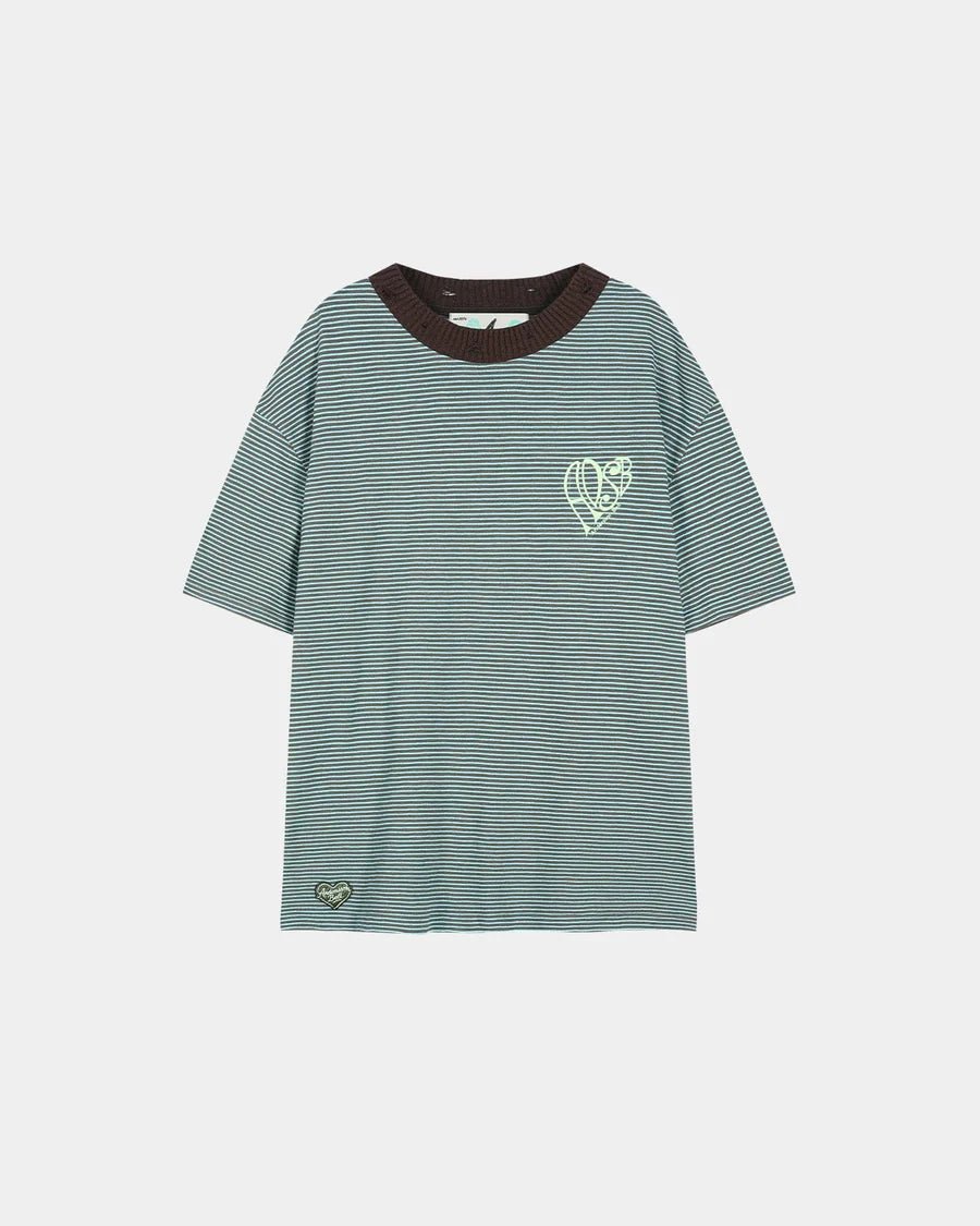 T-shirt a righe menta e logo a cuore - YES SHOPT-shirtANDERSON BELLATB1458M-XXS