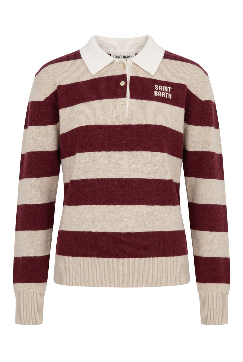 Polo Hadidy a righe bordeaux e panna - YES SHOPPoloMC2 SAINT BARTHHAD001/03923M-6
