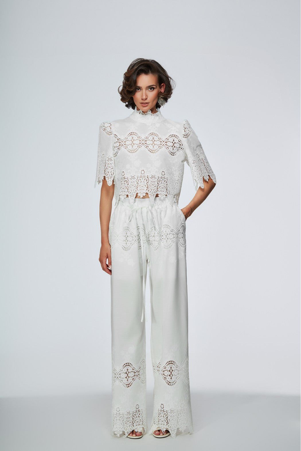 Pantalone Hobson bianco con pizzo - YES SHOPPantaloniTPNHOBSON/PANT-XXS5675549676771