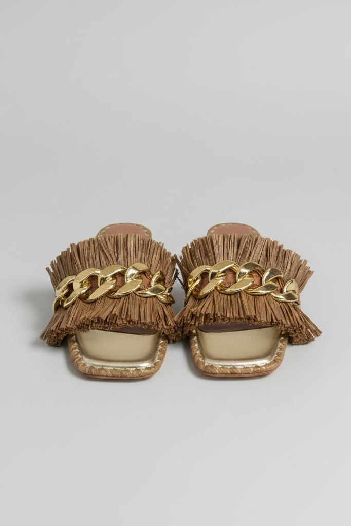 Ciabatta Donata in raffia marrone con fascia frange e anelli - YES SHOPSandaliDE SIENA183-23/DS478/DONATA-IT 363230575068771