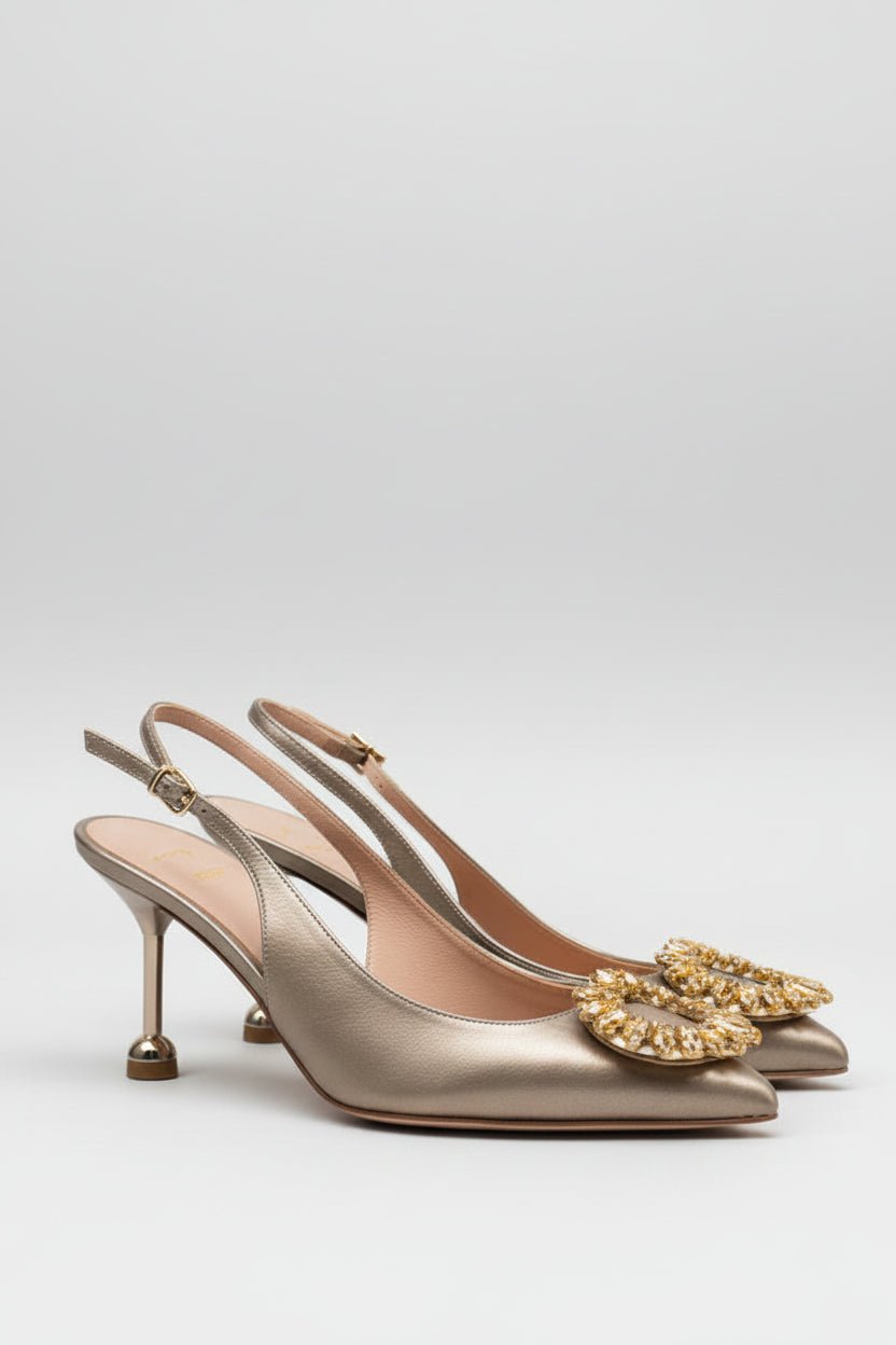 Slingback platino con fibbia gioiello tonda alla punta - YES SHOPScarpe elegantiROBETO FESTADIANAS-IT 365778349676771