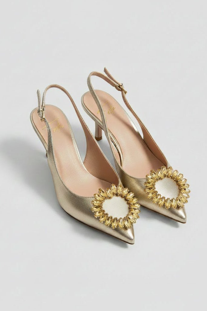 Slingback platino con fibbia gioiello tonda alla punta - YES SHOPScarpe elegantiROBETO FESTADIANAS-IT 365778349676771