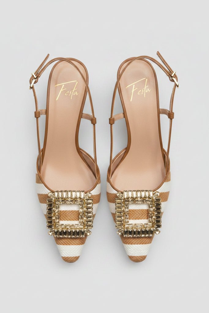 Slingback Julien cuoio con punta rigata e fibbia gioiello oro - YES SHOPScarpe elegantiROBETO FESTAJULIEN-IT 367578349676771
