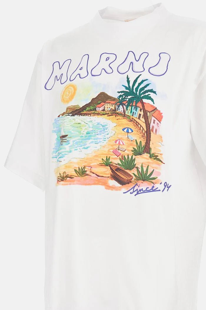 T-shirt bianca con stampa summer - YES SHOPT-shirtMARNIHUMU02234P USCZ06-IT 425697214652771