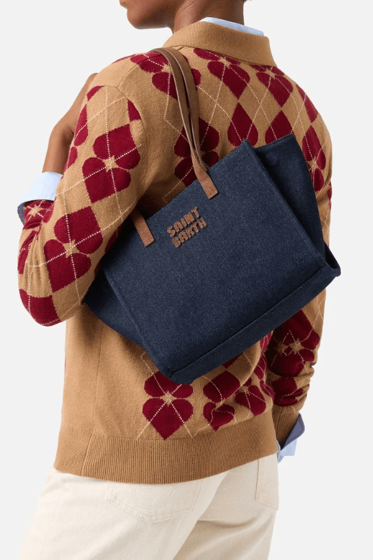 Borsa Jour medium in denim scuro e cognac - YES SHOPBorse a tracollaMC2 SAINT BARTHJOBAM01-Taglia unica