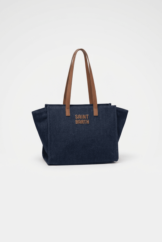 Borsa Jour medium in denim scuro e cognac - YES SHOPBorse a tracollaMC2 SAINT BARTHJOBAM01-Taglia unica