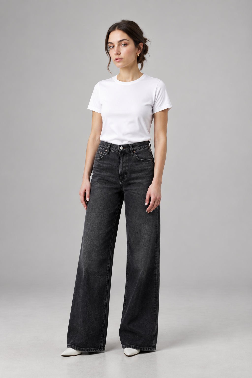 Jeans Sharon a zampa in denim nero - YES SHOPJeansMERCISHARON-W243119501477871