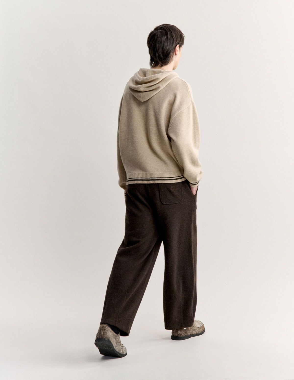 Maglia in lana beige con cappuccio e logo - YES SHOPMaglioniMAISON KITSUNEMRMKJ08KT 1171-31759855091971
