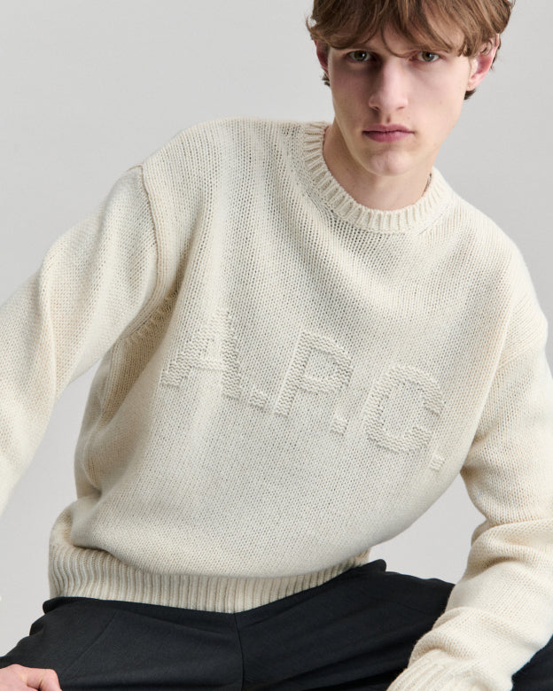 Maglione girocollo Ecru logo tono su tono - YES SHOPMaglioniA.P.C.WOATJ-H23506-XXS