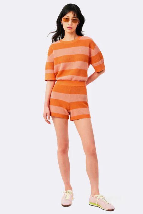 Shorts arancio in maglia a righe rosa - YES SHOPShortsLACOSTEGF9891/00/4IM-IT 34