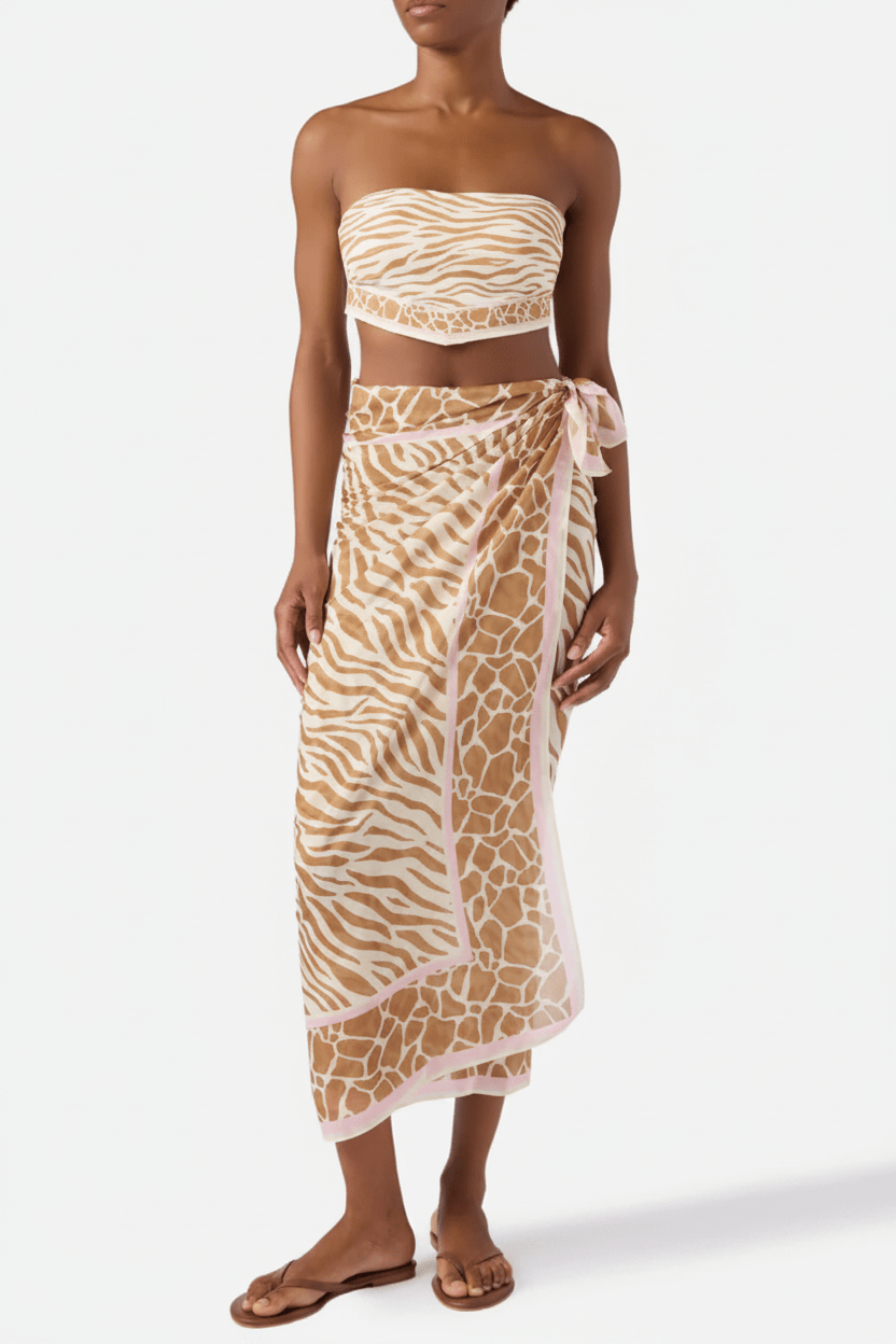 Pareo in seta voile safari skin beige - YES SHOPBeachwearMC2 SAINT BARTHTAIT001/09738L-Taglia unica