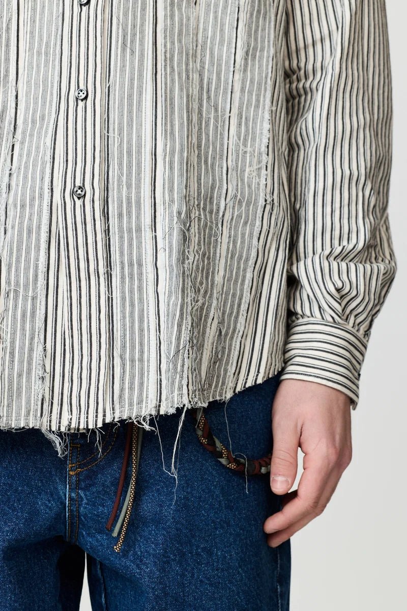 Camicia sfrangiata a righe bianca e nera - YES SHOPCamicieDANILO PAURA16DP20030000020-XXS9633164952971
