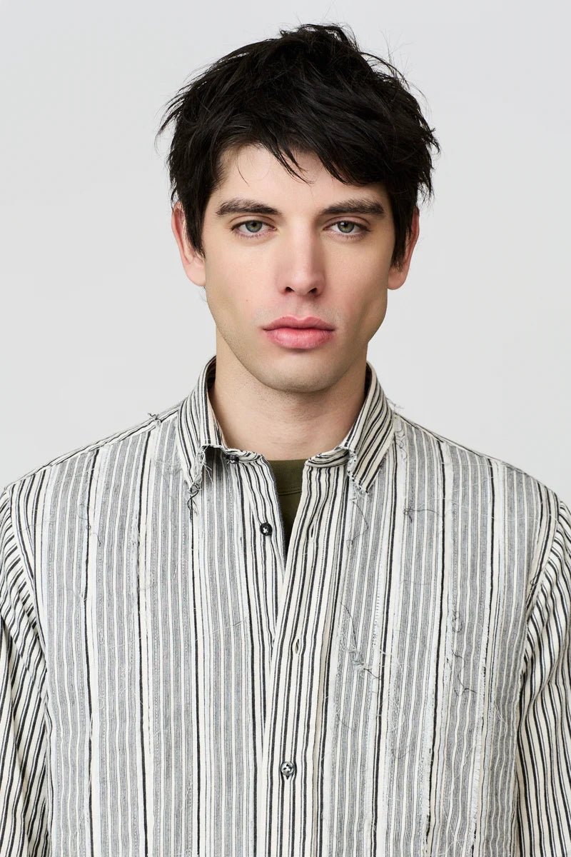 Camicia sfrangiata a righe bianca e nera - YES SHOPCamicieDANILO PAURA16DP20030000020-XXS9633164952971