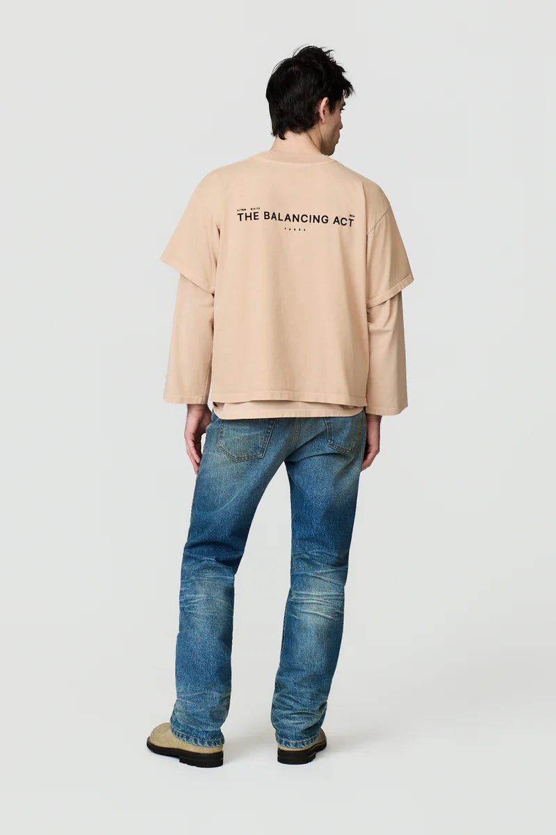 T-shirt Zeno nude con manica doppiata e stampa sul retro - YES SHOPT-shirtDANILO PAURA16DP1009030064-XXS