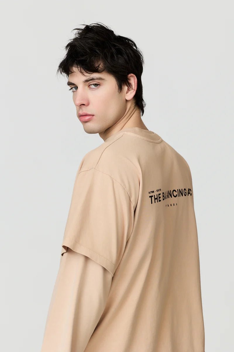 T-shirt Zeno nude con manica doppiata e stampa sul retro - YES SHOPT-shirtDANILO PAURA16DP1009030064-XXS