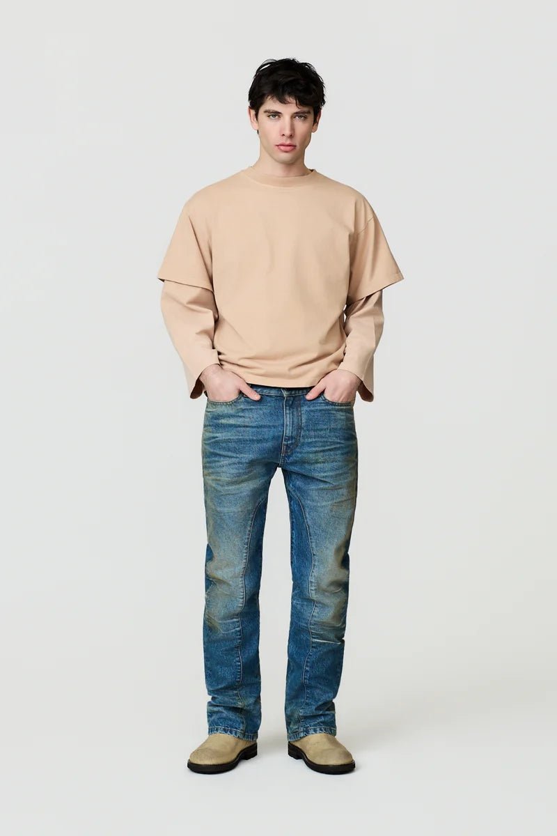 T-shirt Zeno nude con manica doppiata e stampa sul retro - YES SHOPT-shirtDANILO PAURA16DP1009030064-XXS