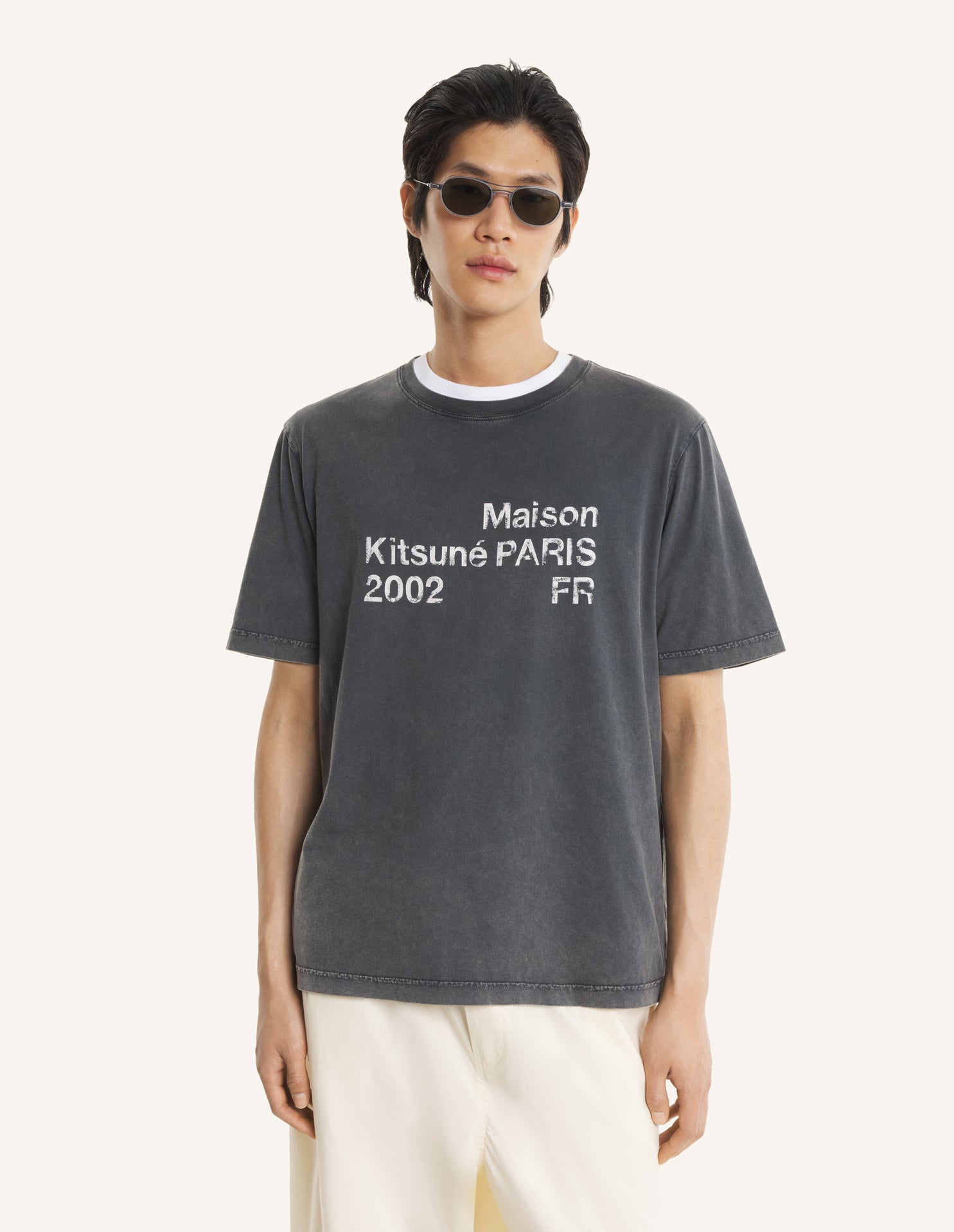 T-shirt grigio effetto sbiadito con logo - YES SHOPT-shirtMAISON KITSUNEPM00124KJ7036-0519-XXS3044208863771