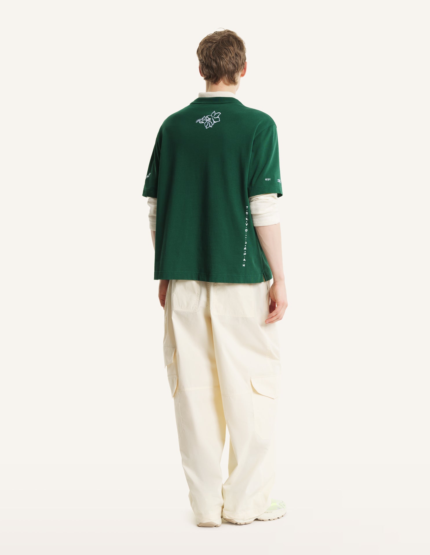 T-shirt verde oversize con stampe art nouveau - YES SHOPT-shirtMAISON KITSUNEQM00107KJ0119-XXS3141108863771