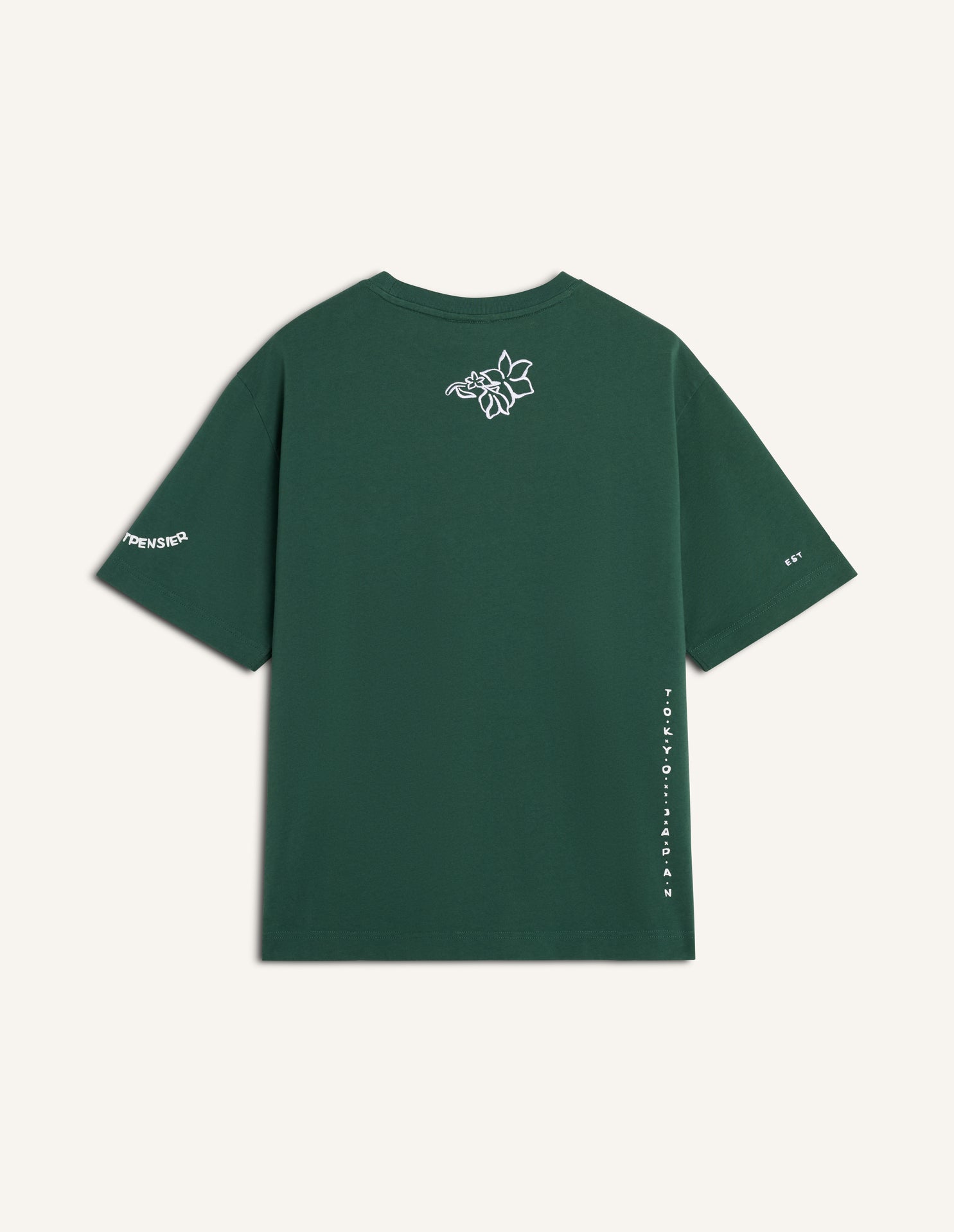 T-shirt verde oversize con stampe art nouveau - YES SHOPT-shirtMAISON KITSUNEQM00107KJ0119-XXS3141108863771