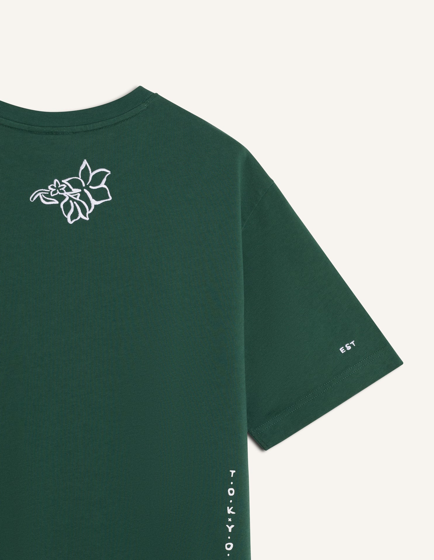 T-shirt verde oversize con stampe art nouveau - YES SHOPT-shirtMAISON KITSUNEQM00107KJ0119-XXS3141108863771