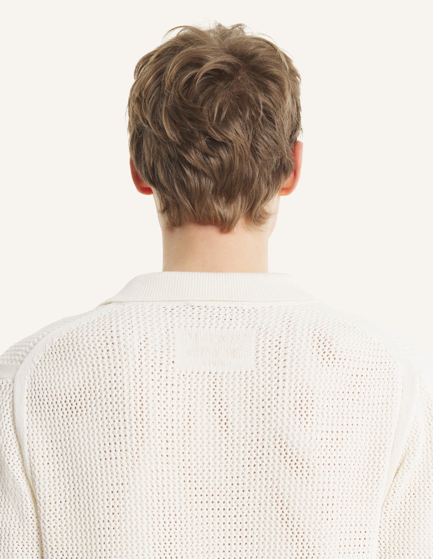 Cardigan ecru a maniche corte in maglia - YES SHOPMaglioniMAISON KITSUNEQM00505KT1197-0383-XXS3244208863771
