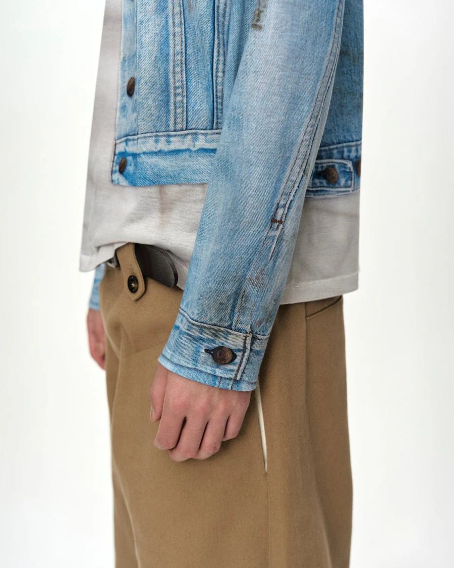 T-shirt bianca con stampa denim trompe - l'oeil - YES SHOPT-shirtANDERSON BELLATB1548U-XXS