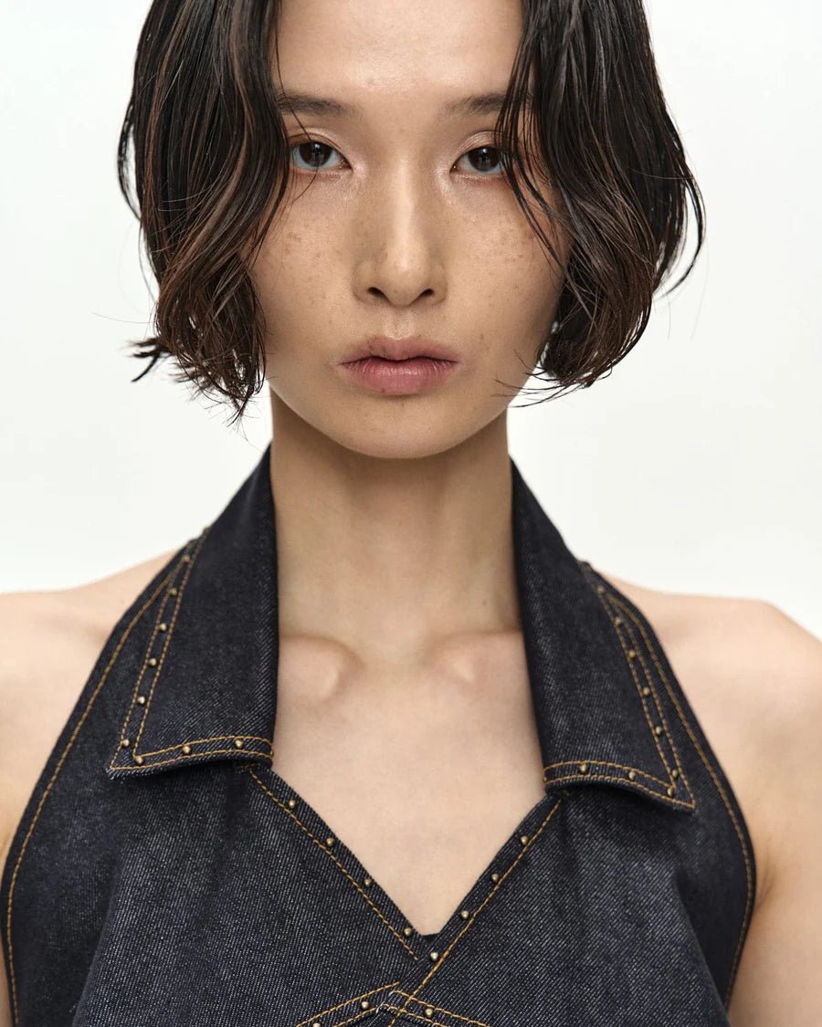 Halter top Upside - Down in denim scuro - YES SHOPTopADSB ANDERSSON BELLATB1573W-XXS