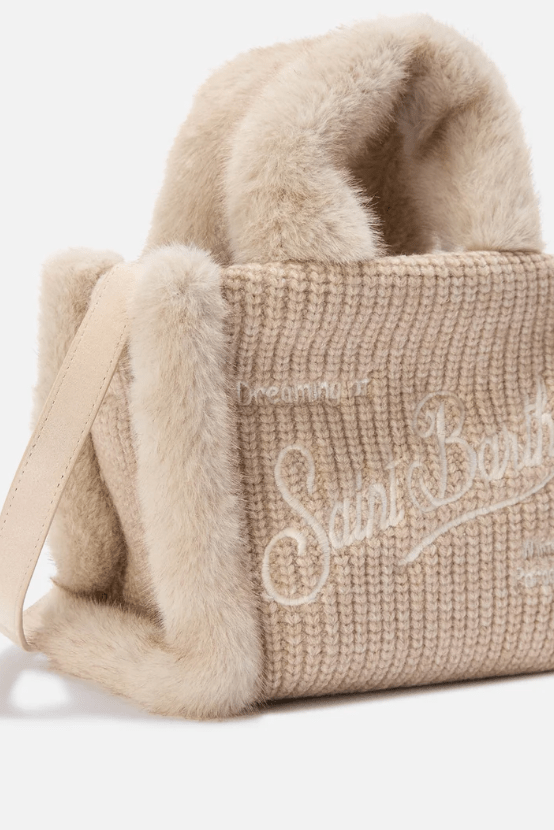 Borsa Vanity Mini in lana beige con profili in pelliccia - YES SHOPBorse a manoMC2 SAINT BARTHVAMI022/00521M-Taglia unica