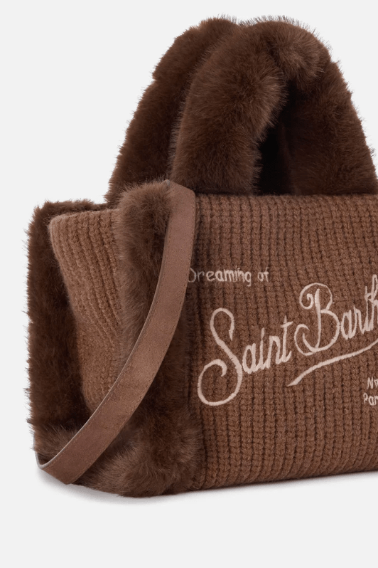 Borsa Vanity Mini in lana marrone con profili in pelliccia - YES SHOPBorse a manoMC2 SAINT BARTHVAMI022/04000M-Taglia unica