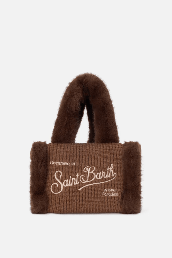 Borsa Vanity Mini in lana marrone con profili in pelliccia - YES SHOPBorse a manoMC2 SAINT BARTHVAMI022/04000M-Taglia unica